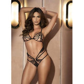 Strappy Black Teddy Lingerie with Nipple Cutout and Brazilian Fit Black Small Medium Teddies